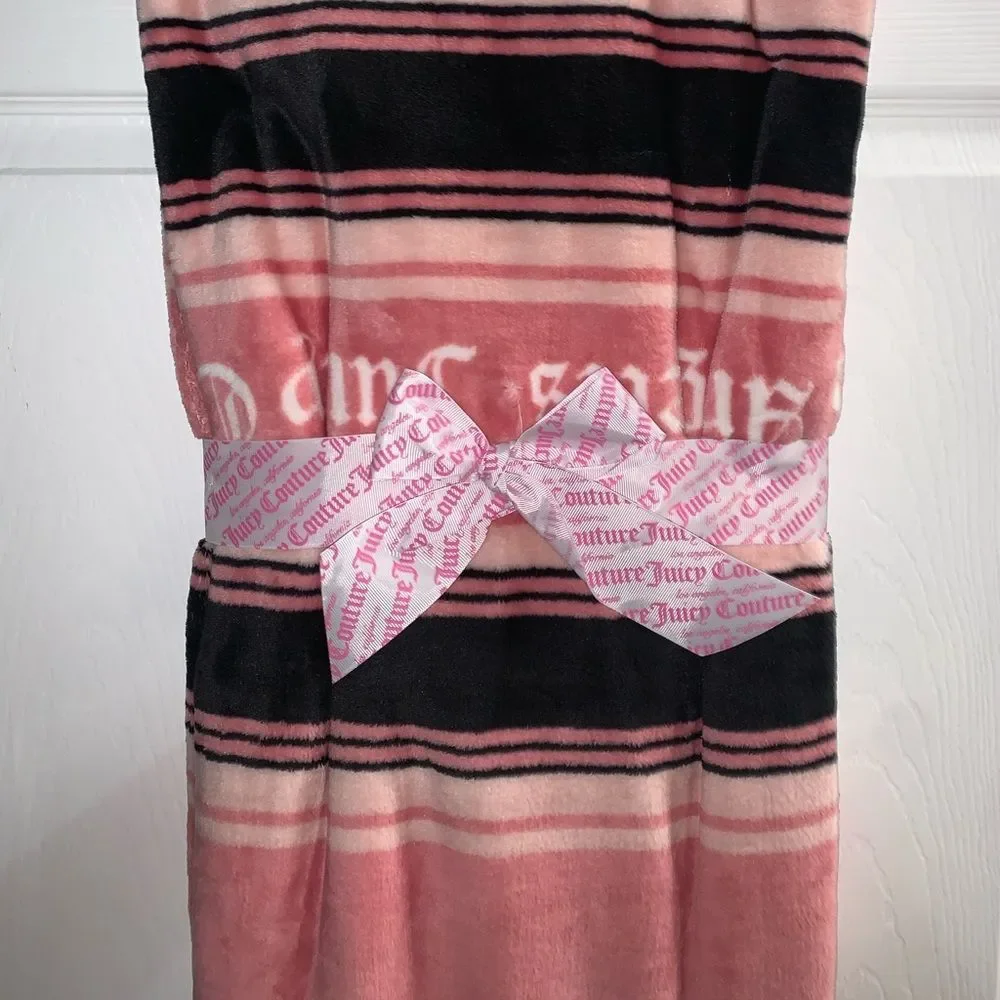 NWT Pink & Black Juicy Striped Throw Blanket